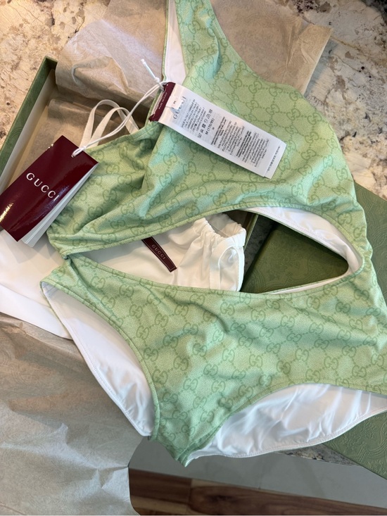 Gucci Other - GUCCI Green Monogram One Piece Swimsuit